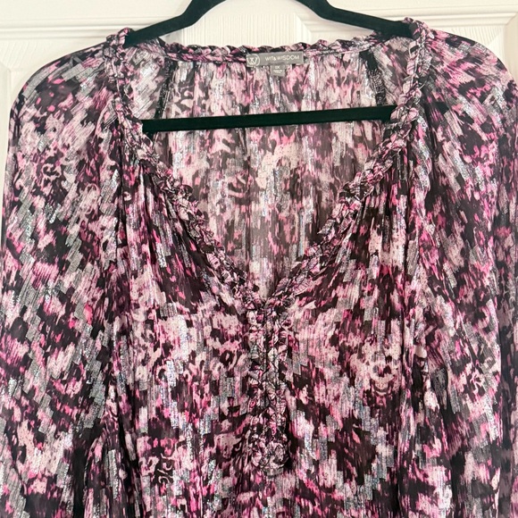 Wit & Wisdom/Democracy Purple Sparkly Blouse 1X - Picture 4 of 12